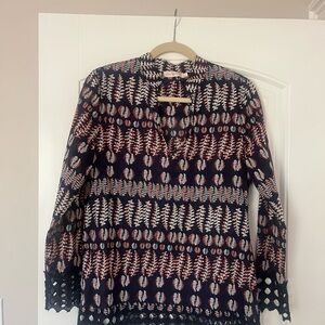 Tory Burch Blue and White Graphic Tunic